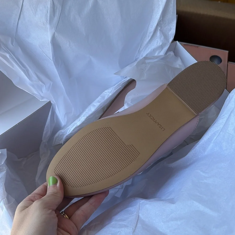 Lisa Vicky Effect Open Back Slip On Blush Pink Gold Mule 7 - Picture 3 of 3